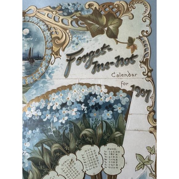 VTG 1907 Calendar Original In Your Life Let My Remembrance Linger Longfellow - Picture 6 of 11